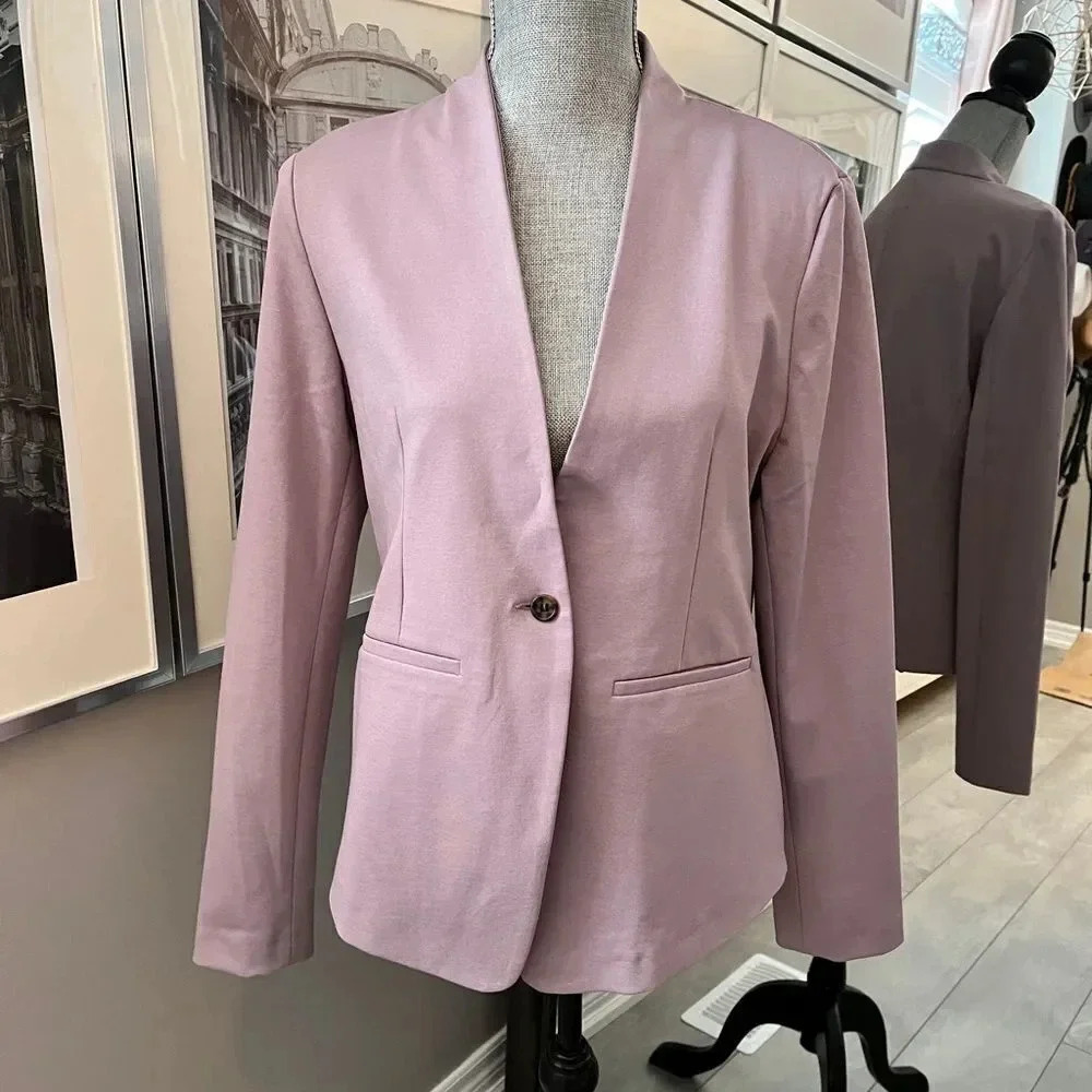 NWOT Classic Purple Fitted Blazer Pockets Stretch, Size L